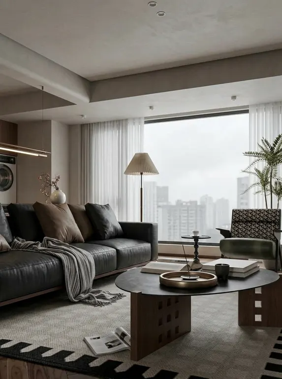 这是一张住宅厨房餐厅室内设计模型截图，完整保留画面中的空间结构、墙体、门窗、家具布局、软装位置、镜头视角和透视关系，不改变任何物体的形状、数量和位置。将其渲染为